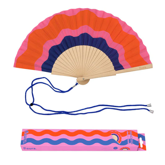 Eventail "VAGUES ROSE ET BLEU"