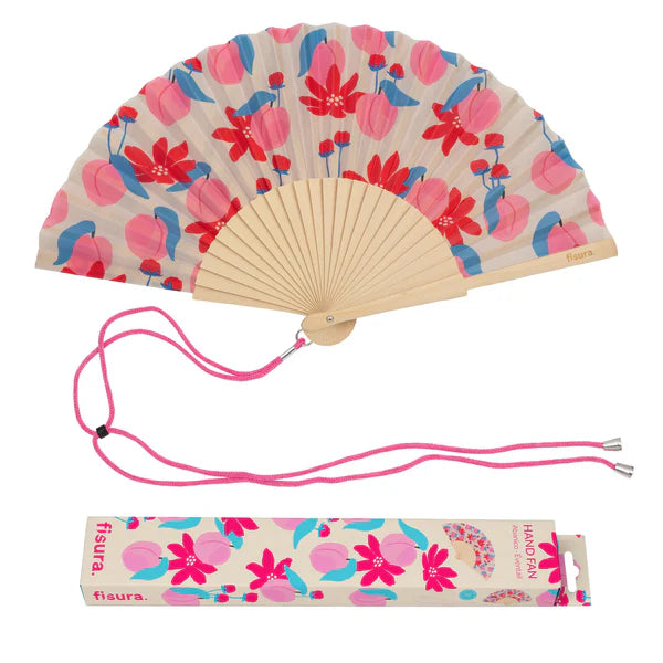 Eventail "FLEURS SAUVAGES" - Rose