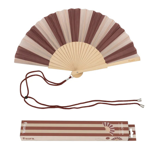 Eventail "RAYURES BEIGES MARRONS"