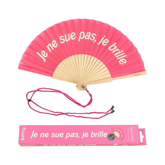 Eventail "Je ne sue pas, je brille" ROSE