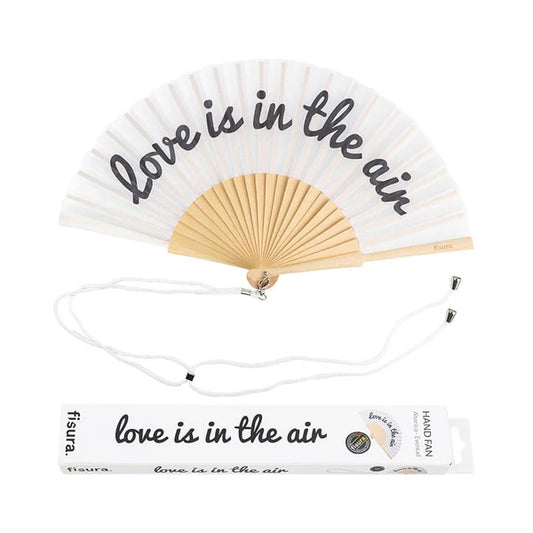 Eventail "LOVE IS IN THE AIR" - Blanc