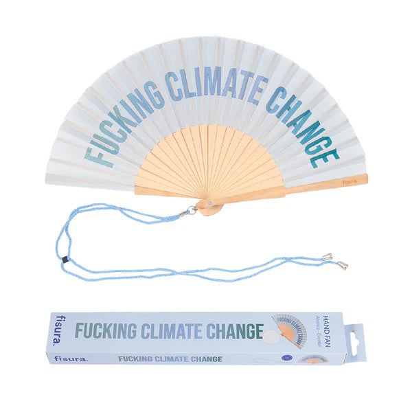 Eventail "FUCKING CLIMATE CHANGE" - Bleu