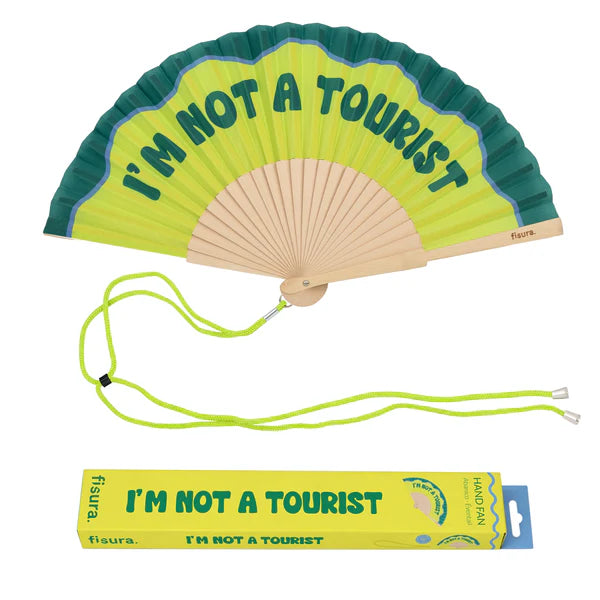 Eventail "I'M NOT A TOURIST" - Vert