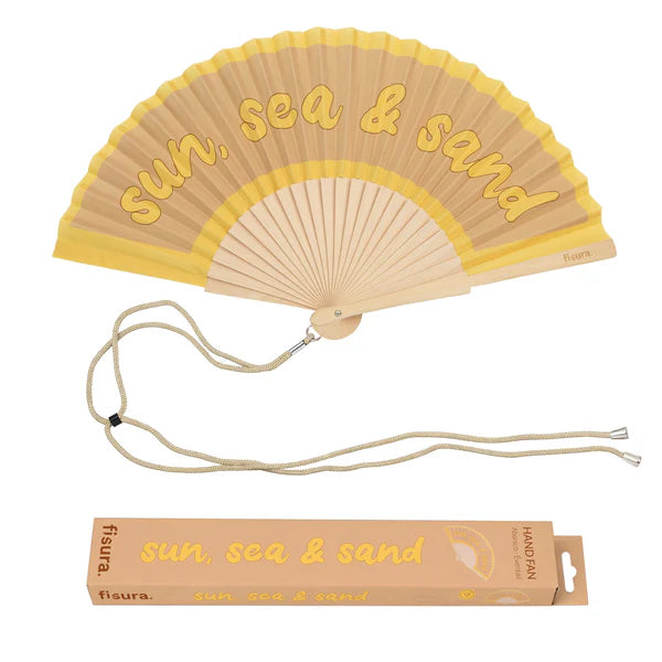 Eventail "SUN SEA AND SAND" - Jaune