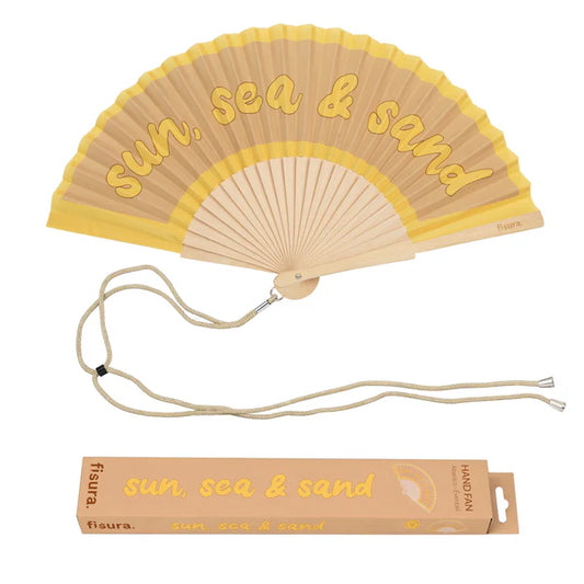 Eventail "SUN SEA AND SAND" - Jaune