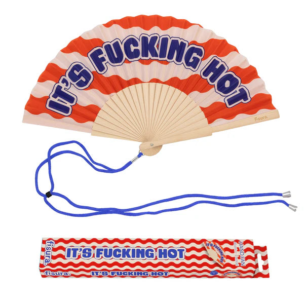 Eventail "IT'S FUCKING HOT" - Vagues Rouge