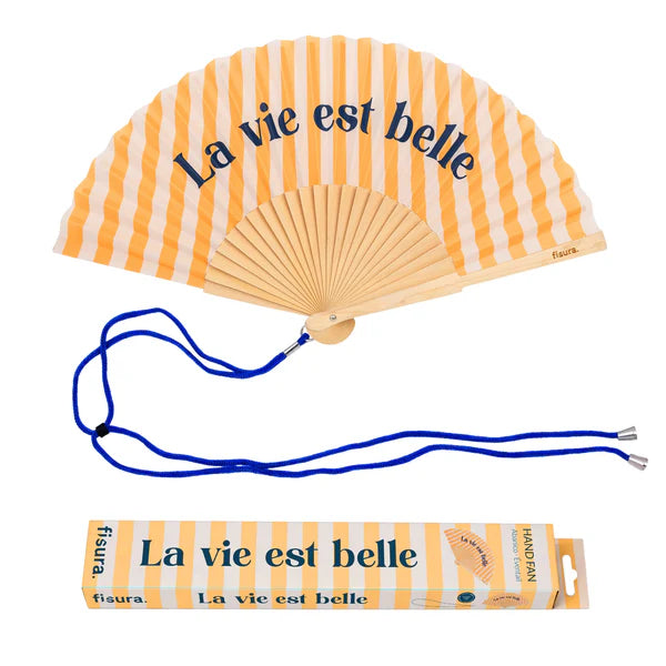 Eventail "LA VIE EST BELLE" - Orange