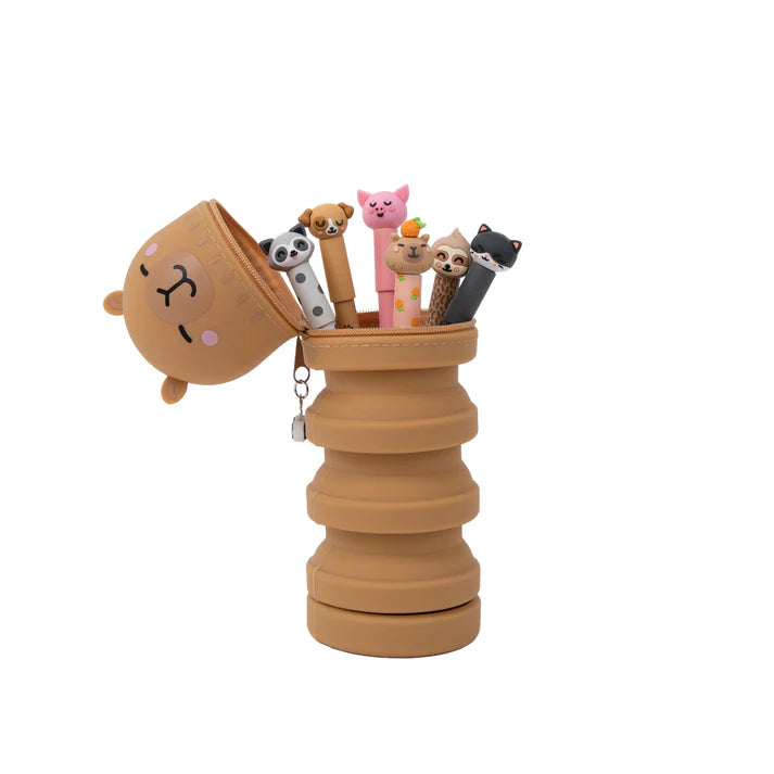 Set de 6 stylos effaçables Bo-Bo + étui en silicone Capybara