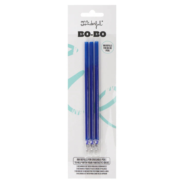 Lot de 3 recharges d'encre pour stylos effaçables Bo-Bo  - bleu