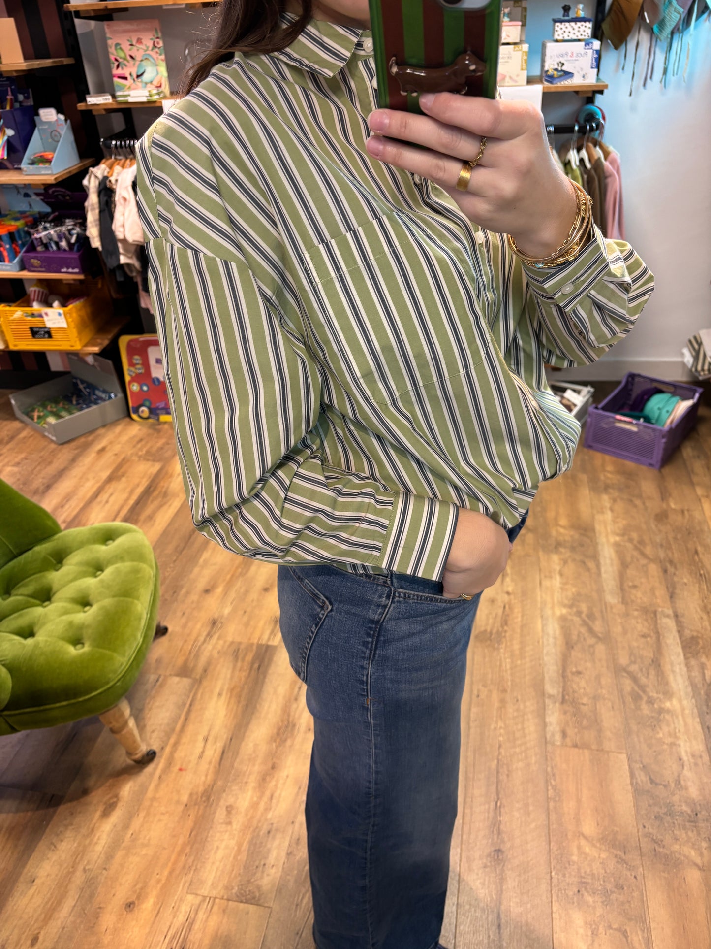 Chemise GREEN STRIPE - Ihfluca