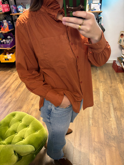 Blouse à col à volants « Lola » : BRIQUE