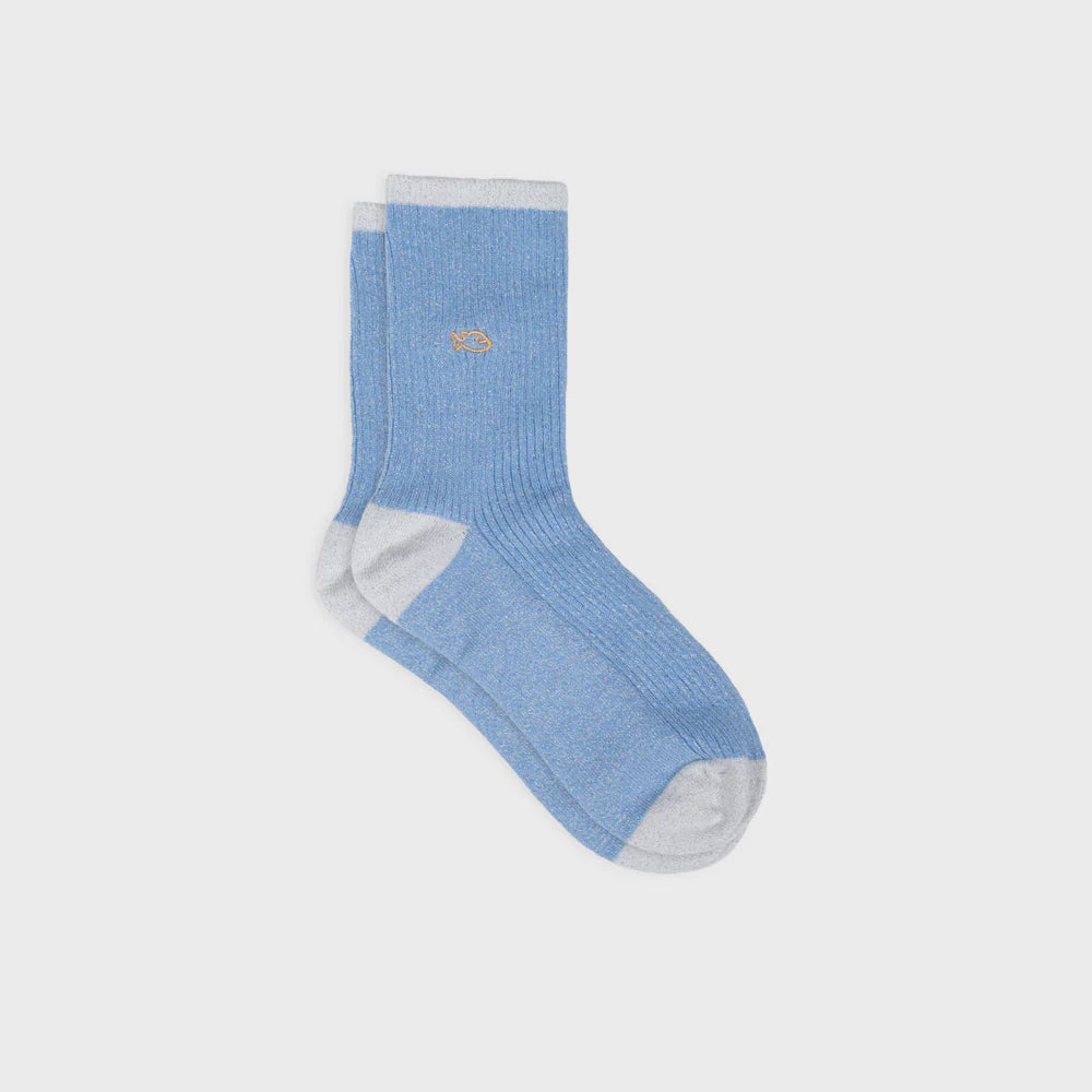 Chaussettes vintage pailletées - BLEU