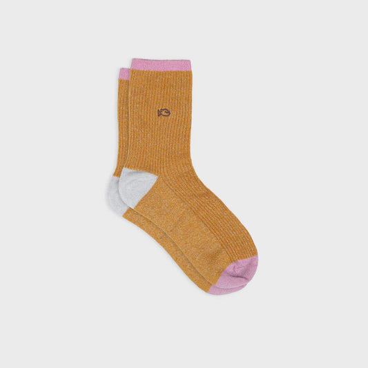 Chaussettes vintage pailletées - MOUTARDE