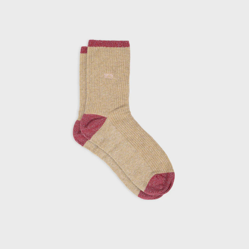 Chaussettes vintage pailletées -  BEIGE