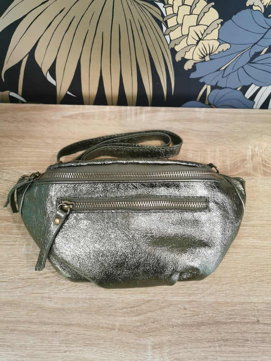 Sac banane cuir irisé LB009 - KAKI