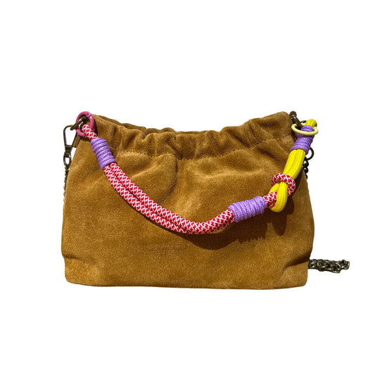 Sac bandoulière cuir suédine Plissa - CAMEL