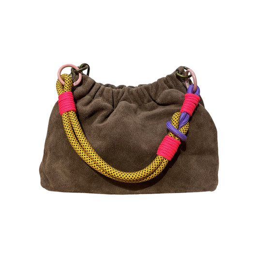 Sac bandoulière cuir suédine Plissa - TAUPE