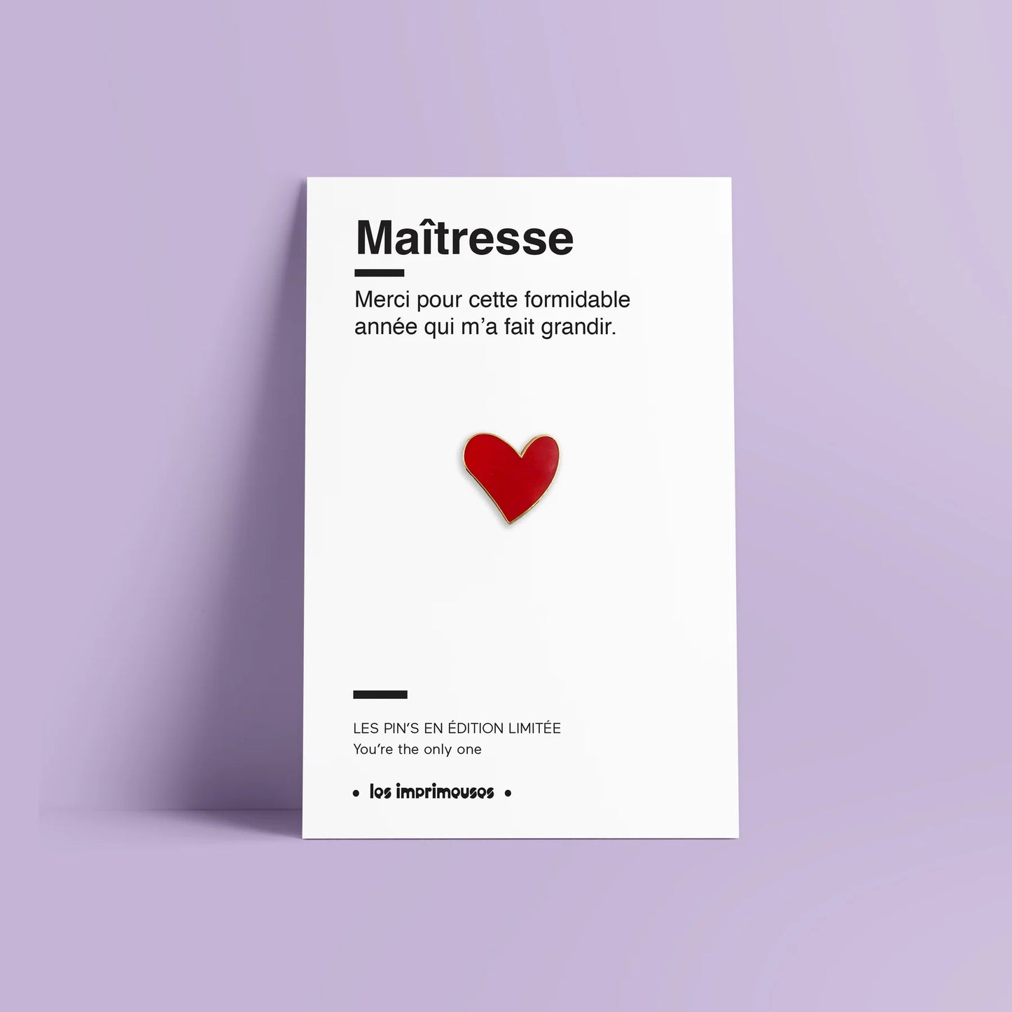 Pin's Cœur rouge - Maîtresse (fin d'année scolaire)