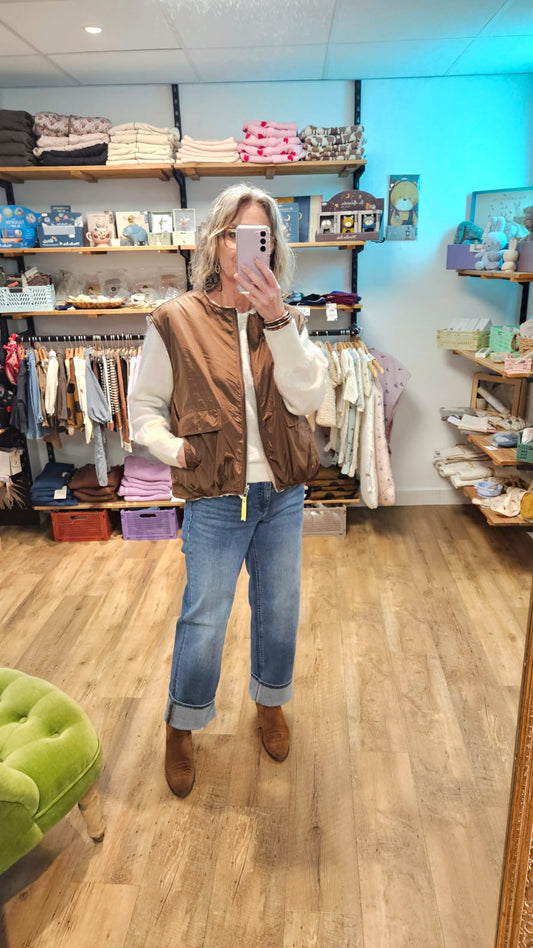 Veste sans manche réversible CAFE ECRU - Trish