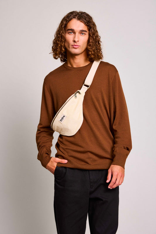 Sac banane VELOURS BEIGE - Olivia