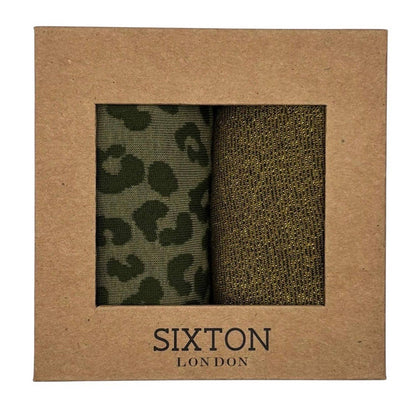 Duo de boîtes de chaussettes Ivy Leopard & Olive Tokyo