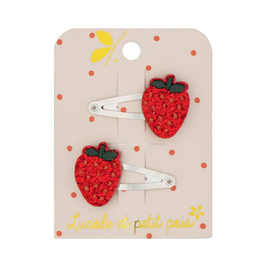Barrettes mini fraises (paire)