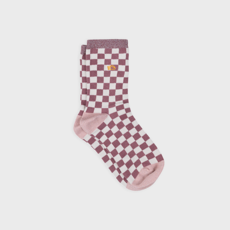 Chaussettes à carreaux - ROSE PÂLE ET ECRU