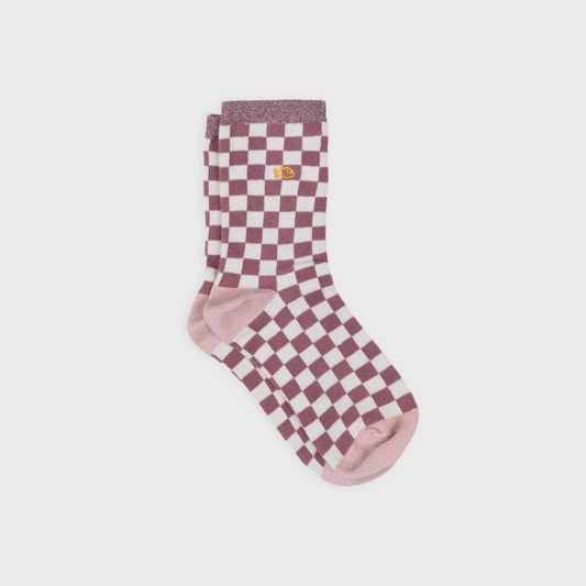 Chaussettes à carreaux - ROSE PÂLE ET ECRU