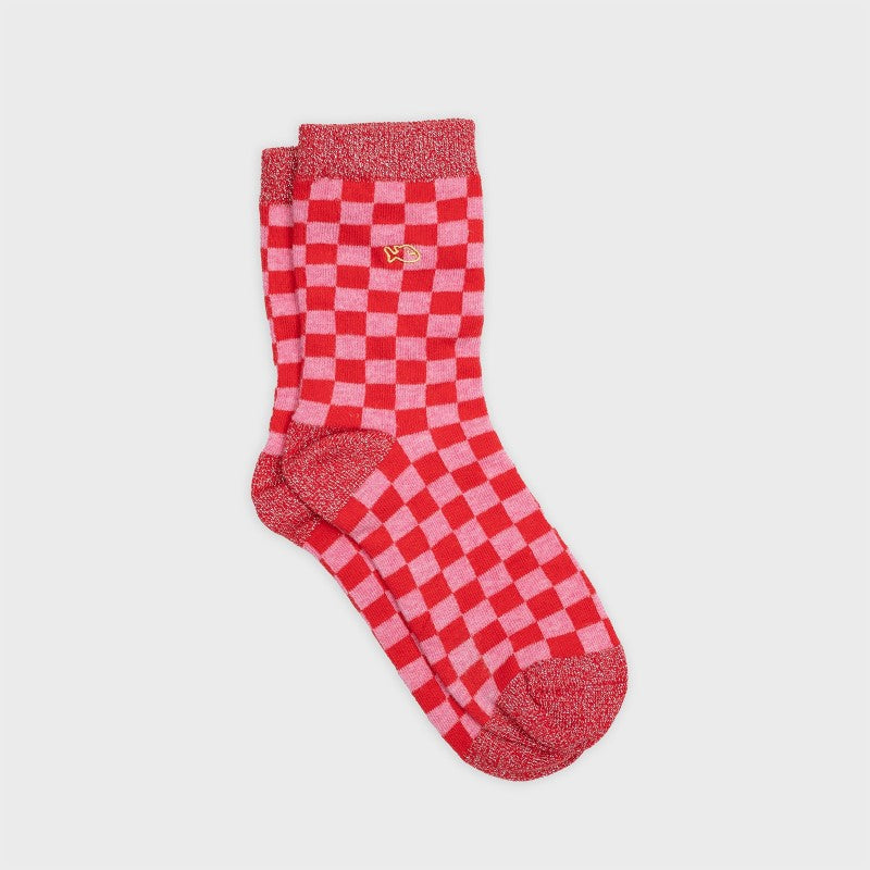 Chaussettes à carreaux - ROUGE ET ROSE