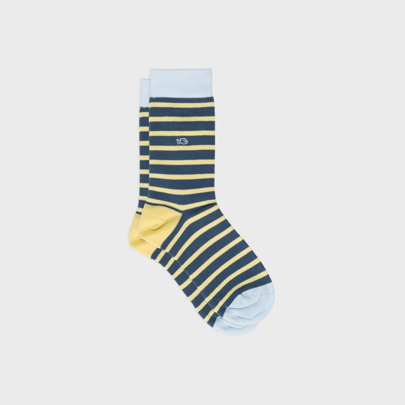 Chaussettes à rayures larges - BLEU RAYÉ JAUNE
