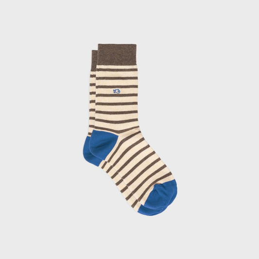 Chaussettes à rayures larges - MARRON RAYÉ BEIGE