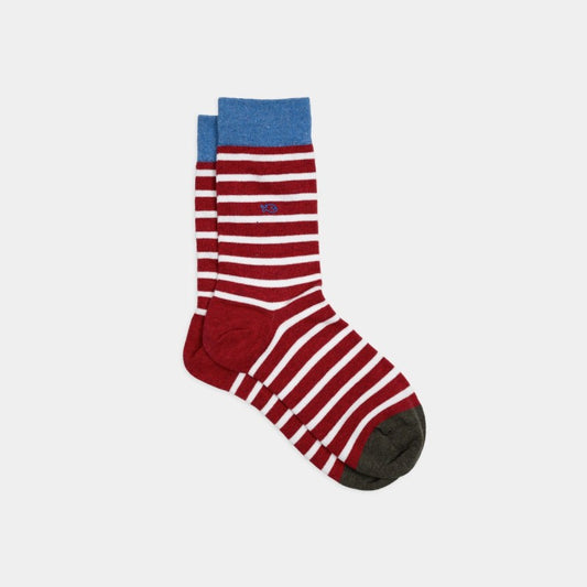 Chaussettes à rayures larges - ROUGE RAYÉ BLANC