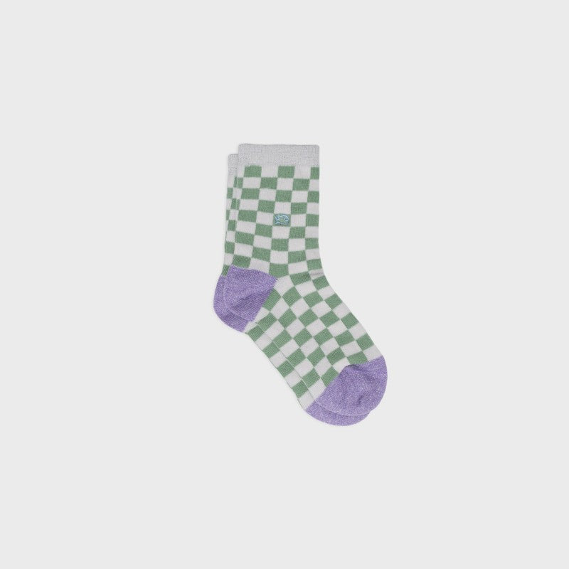 Chaussettes enfants à carreaux - BLANC & VERT