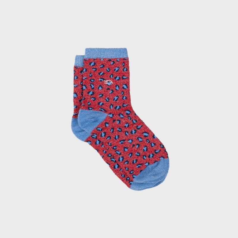Chaussettes léopard pailletées - ROUGE ET BLEU