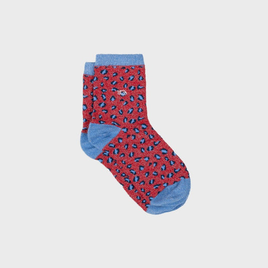 Chaussettes léopard pailletées - ROUGE ET BLEU