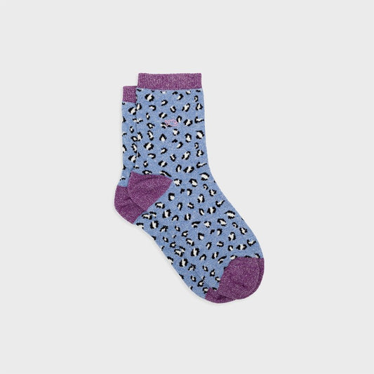 Chaussettes léopard pailletées - BLEU ET VIOLET