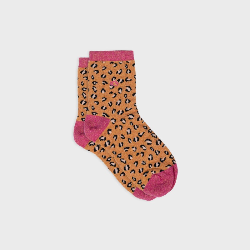 Chaussettes léopard pailletées - ORANGE & ROSE
