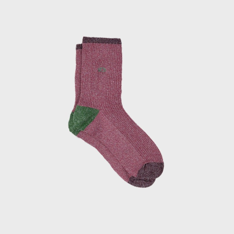 Chaussettes vintage pailletées - VIEUX ROSE