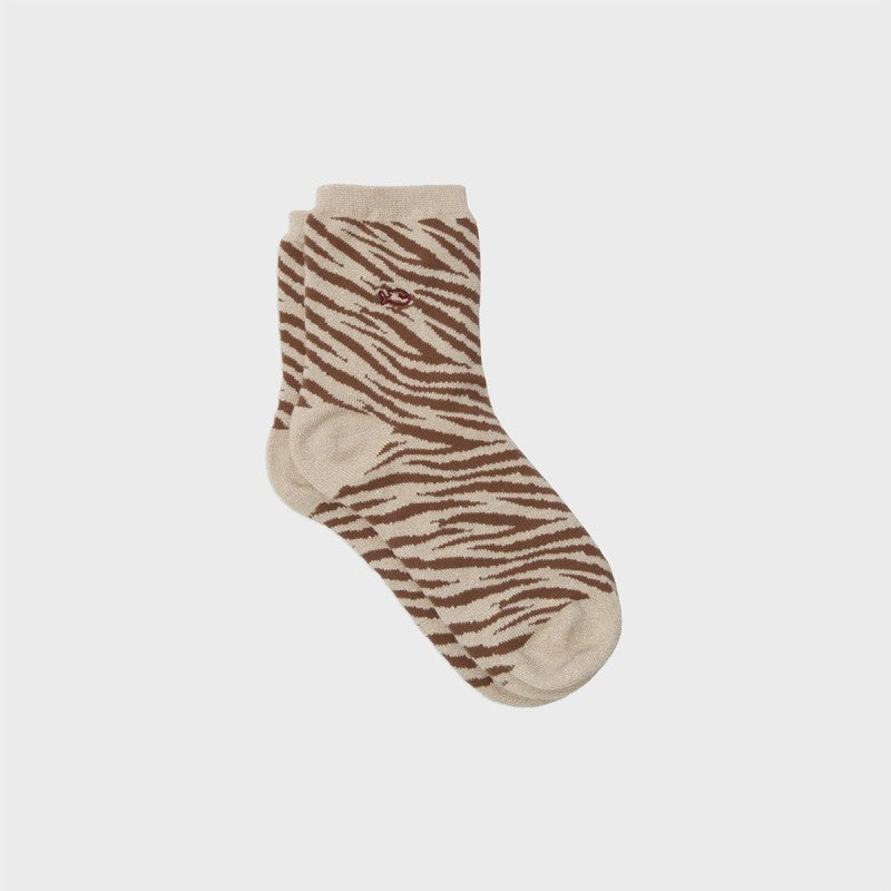 Chaussettes zèbre pailletées - BEIGE