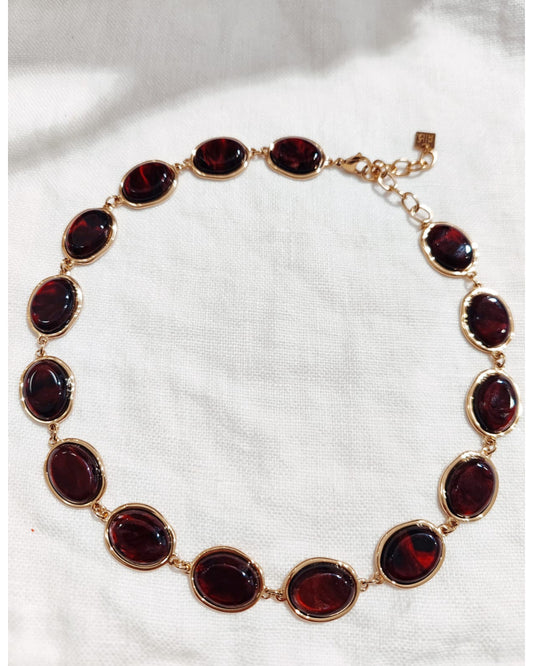 Collier maillons résine BORDEAUX