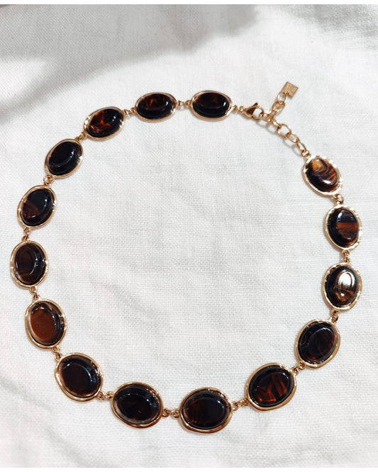 Collier maillons résine MARRON
