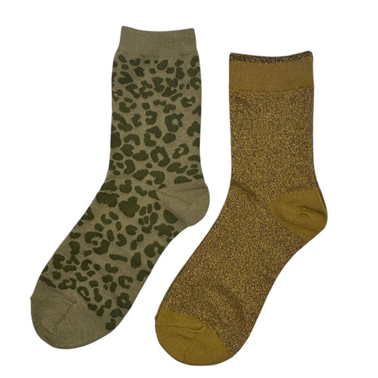 Duo de boîtes de chaussettes Ivy Leopard & Olive Tokyo