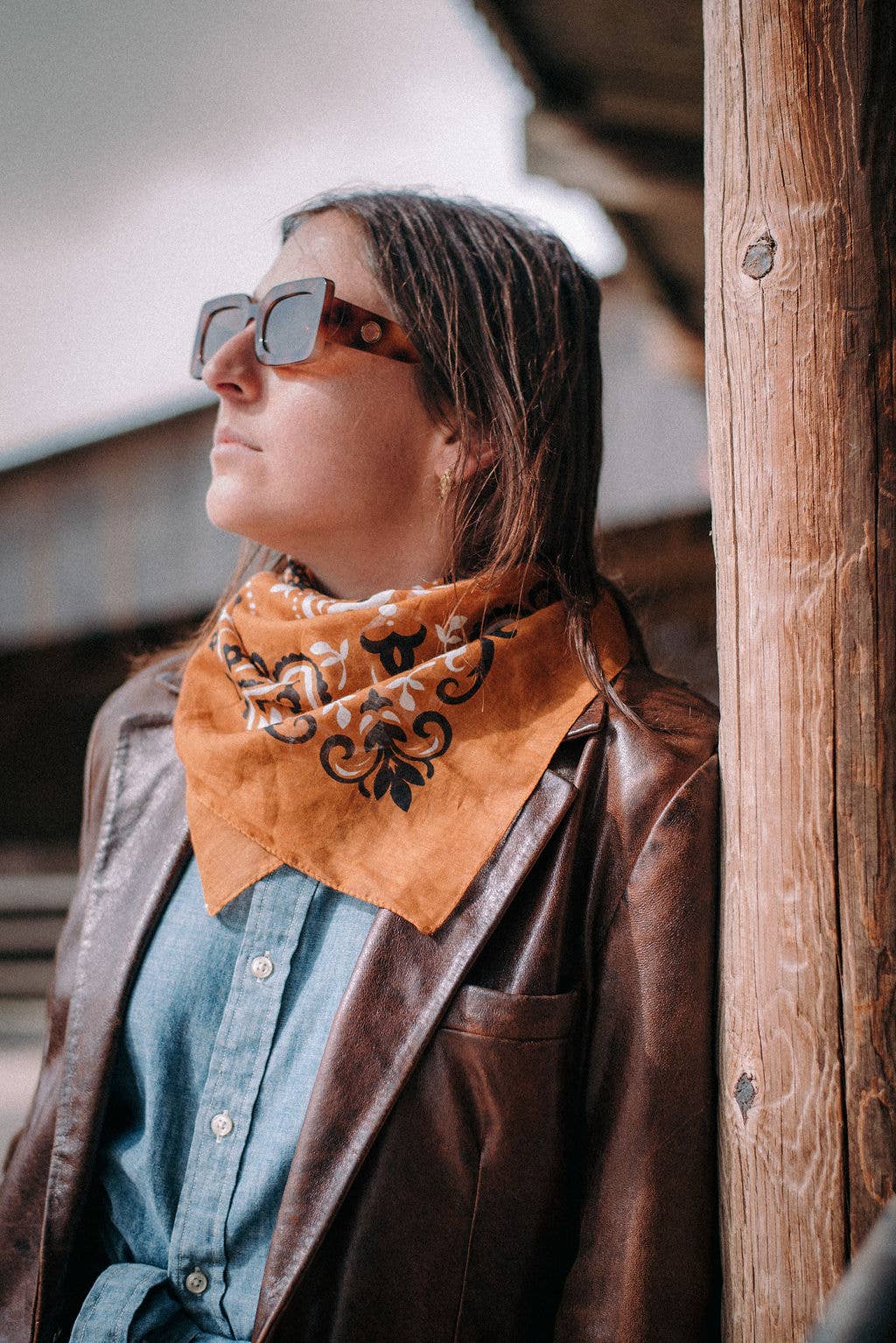 Foulard bandana Camel coton -  Maison Lecomte Flament