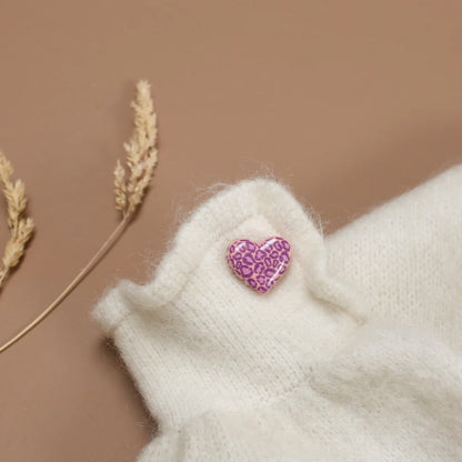 Pin's Coeur Leopard ROSE & VIOLET en porcelaine
