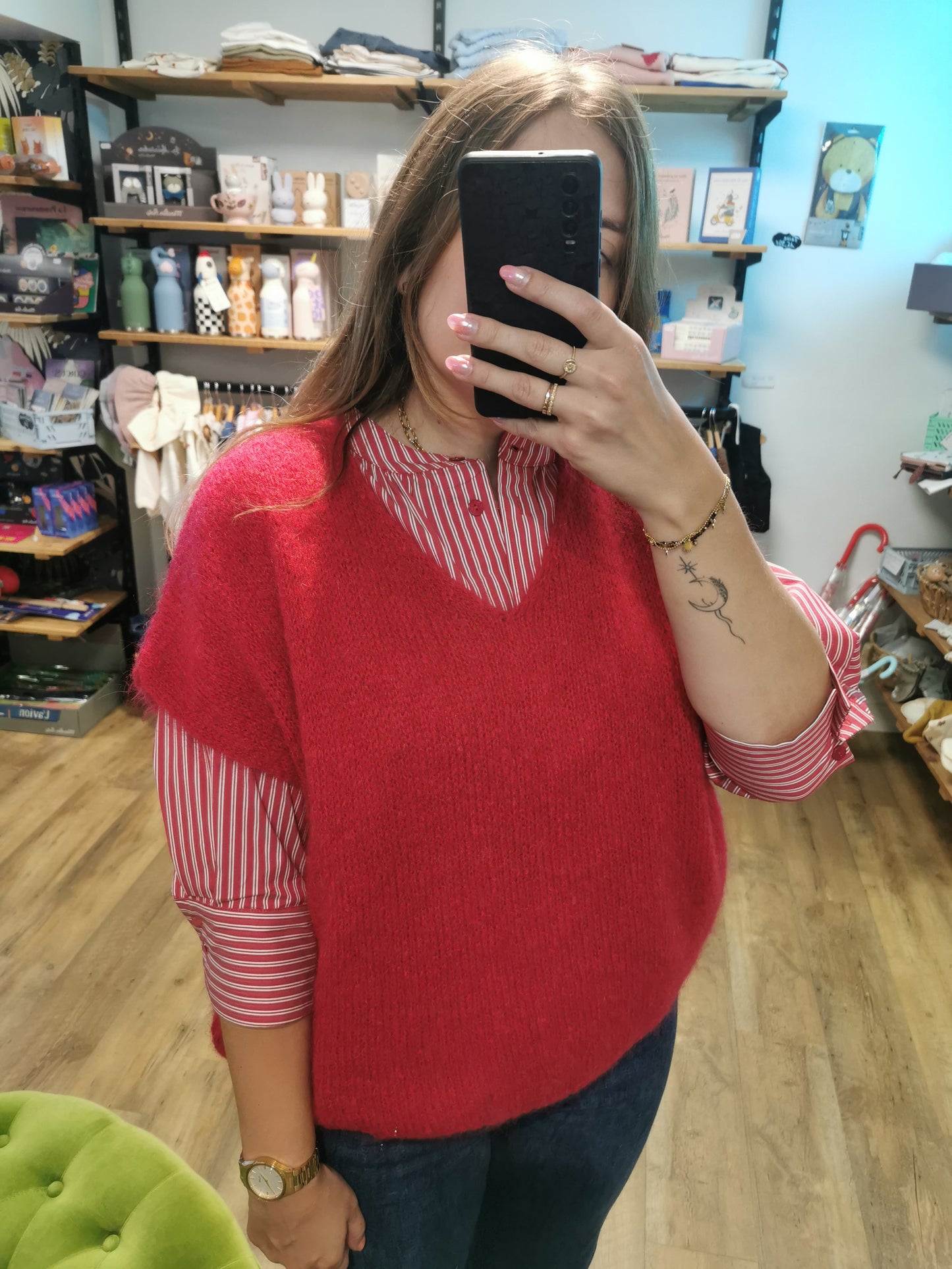 Pull sans manche FRAMBOISE - Melodie