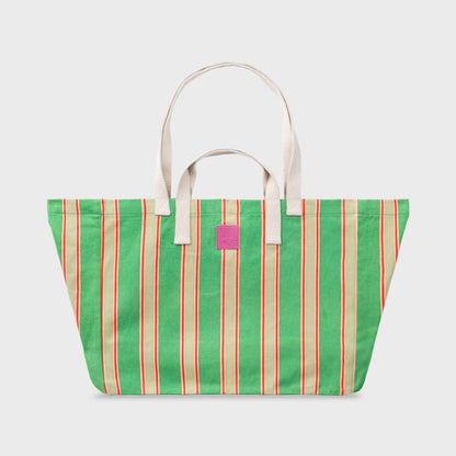 Sac cabas rayures - VERT