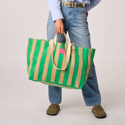 Sac cabas rayures - VERT
