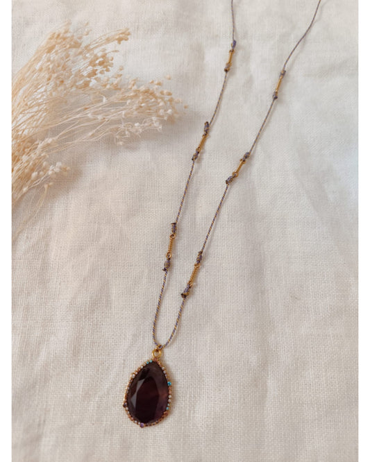 Sautoir pendentif pierre VIOLETTE