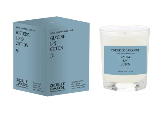 Bougie GLYCINE / LIN / COTON - Cirerie de Gascogne