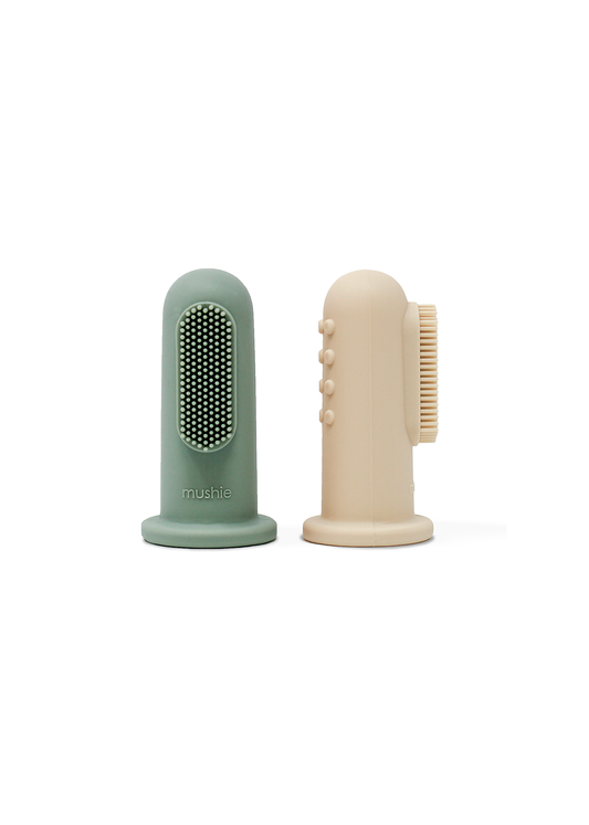 Brosse à dents à doigt - Shifting Sand + Cambridge Blue